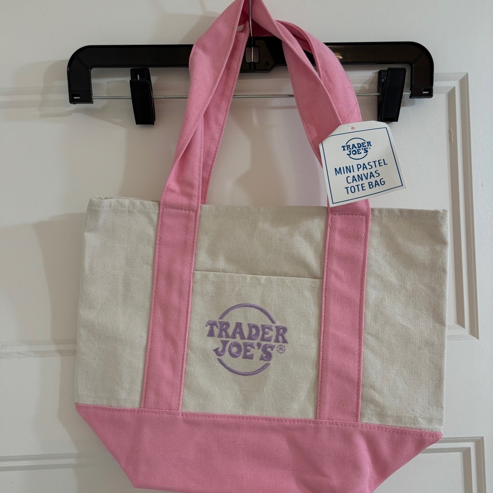 Trader Joe’s mini Pink & Cream Canvas Tote Bag